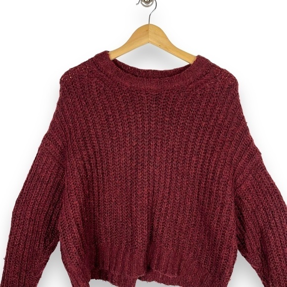 American Eagle Outfitters Cozy Crew Neck Sweater, Maroon Red, Size Small - Picture 2 of 10
